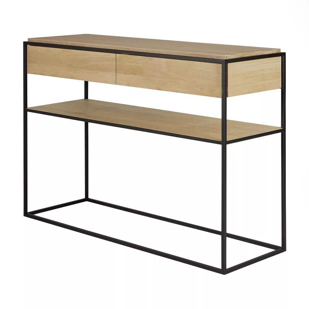 Oak Monolit 2 Drawer Console